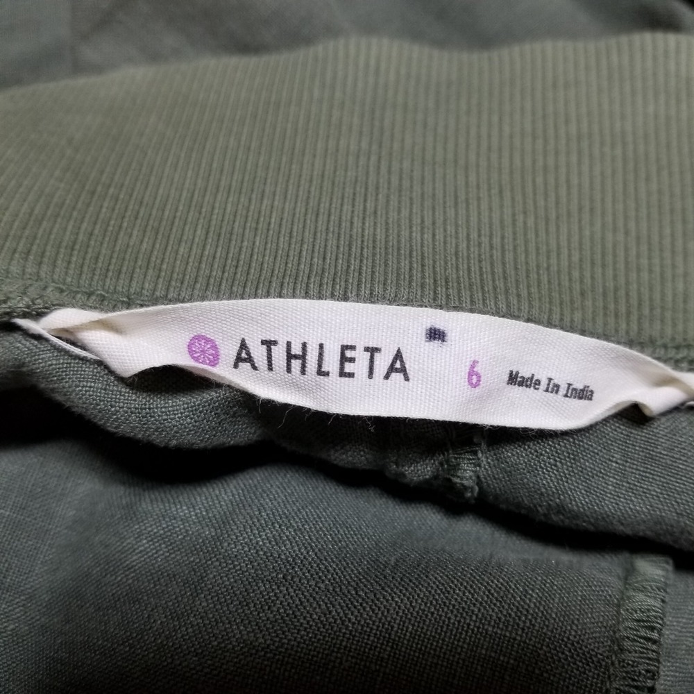 Athleta Joggers‎ 32" Olive Green 100% Linen Wide Leg Drawstring Casual Pants - Picture 3 of 13